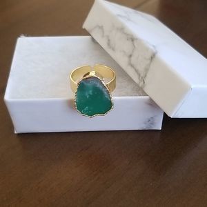 Green geode adjustable ring